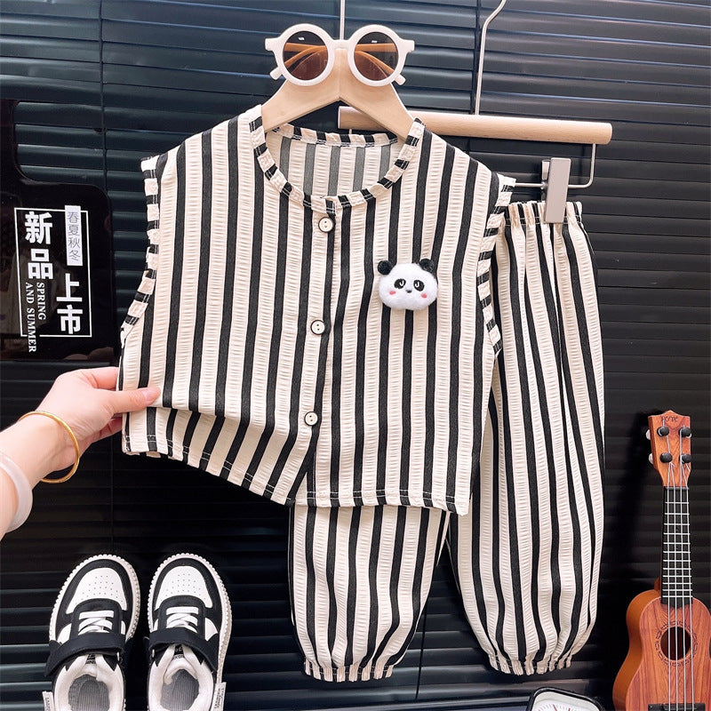 Casual Sporty Summer 2-Piece Boys' Pants Suit, Ages 2-9 | Color: As the Picture | Image 1