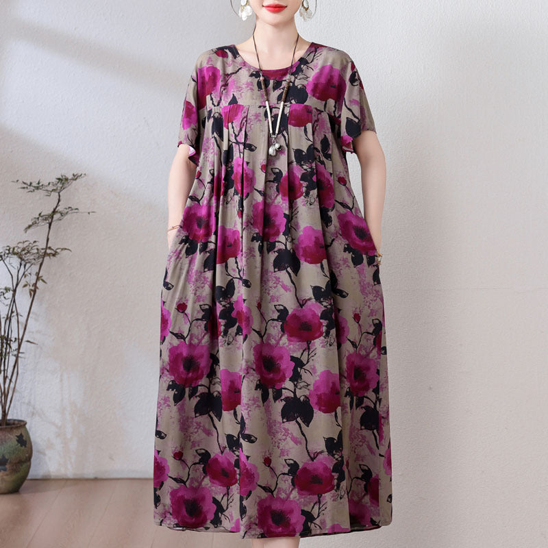 Casual Sporty Summer A-Line Dress | Color: Deep Rose | Image 1