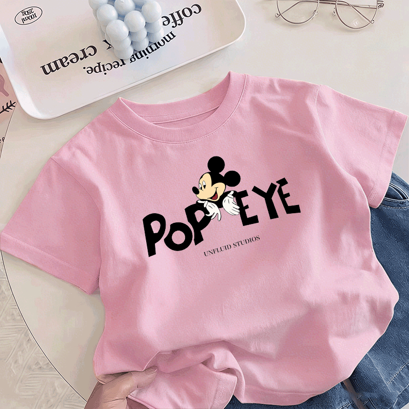 Casual Sporty Summer Unisex Kids' T-Shirt, Ages 2-7 | Color: Pink | Image 1