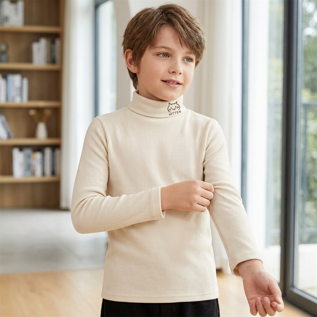 Minimalist Winter Unisex Kids' T-Shirt, Ages 3-14 | Color: Apricot | Image 1