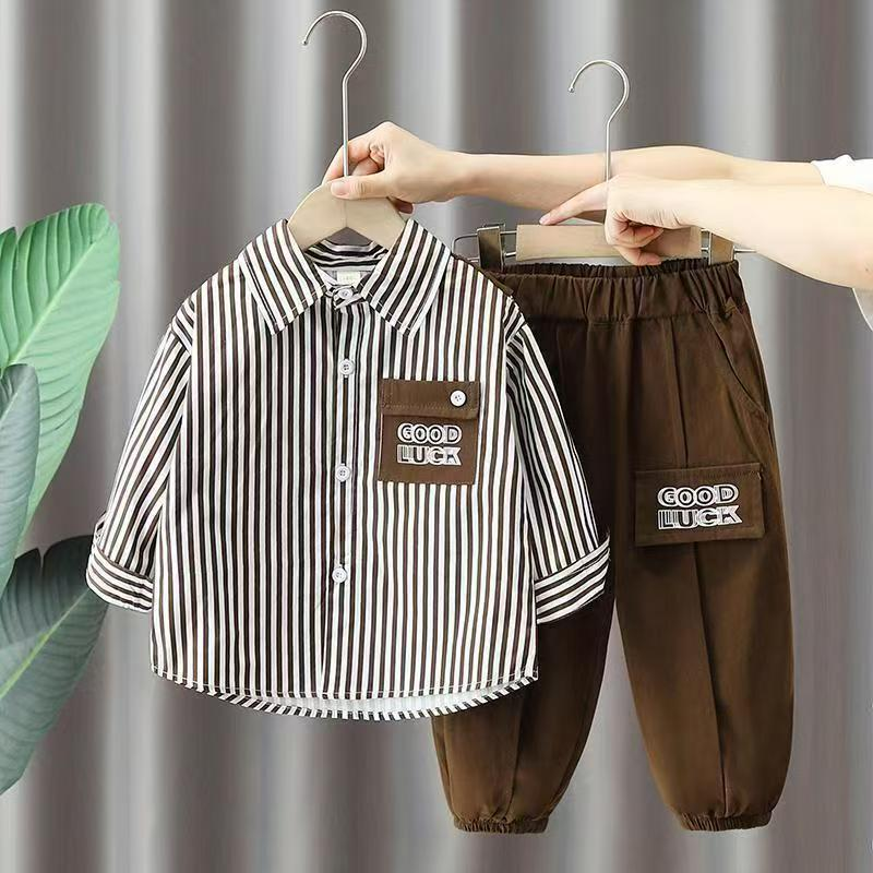 Trendy Autumn 2-Piece Boys' Pants Suit, Ages 2-9 | Color: Coffee | Image 3
