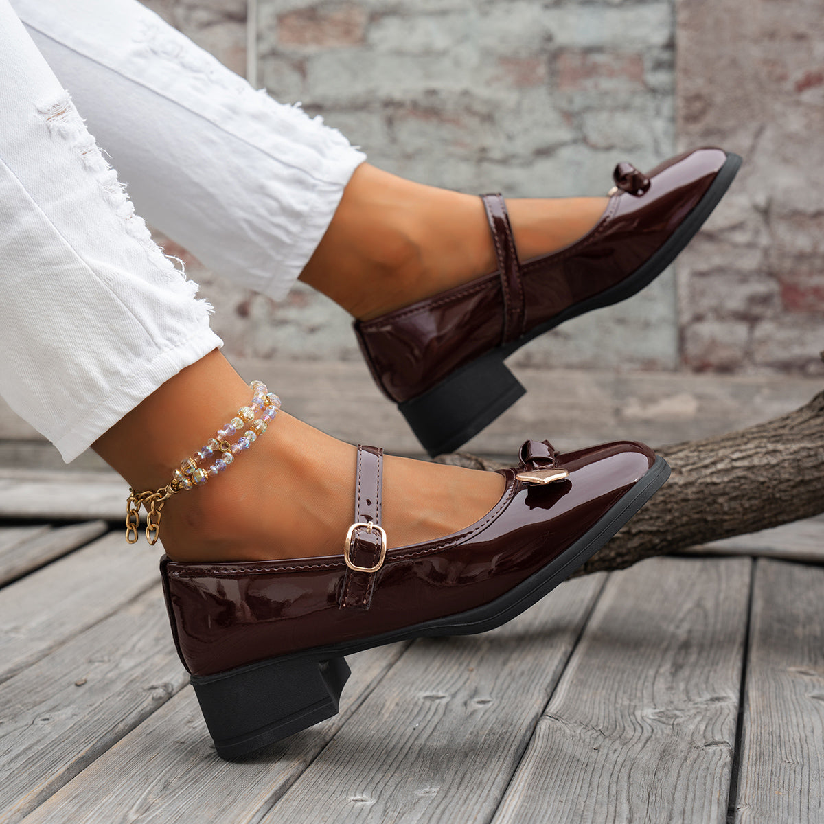 Modern Chic All-Season PU/Artificial Leather/Microfiber Leather Women's Flat Shoes | Color: Deep Red | Image 3