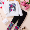 Trendy Autumn 2-Piece Girls' Pants Suit, Ages 2-9 | Color: White | Image 1