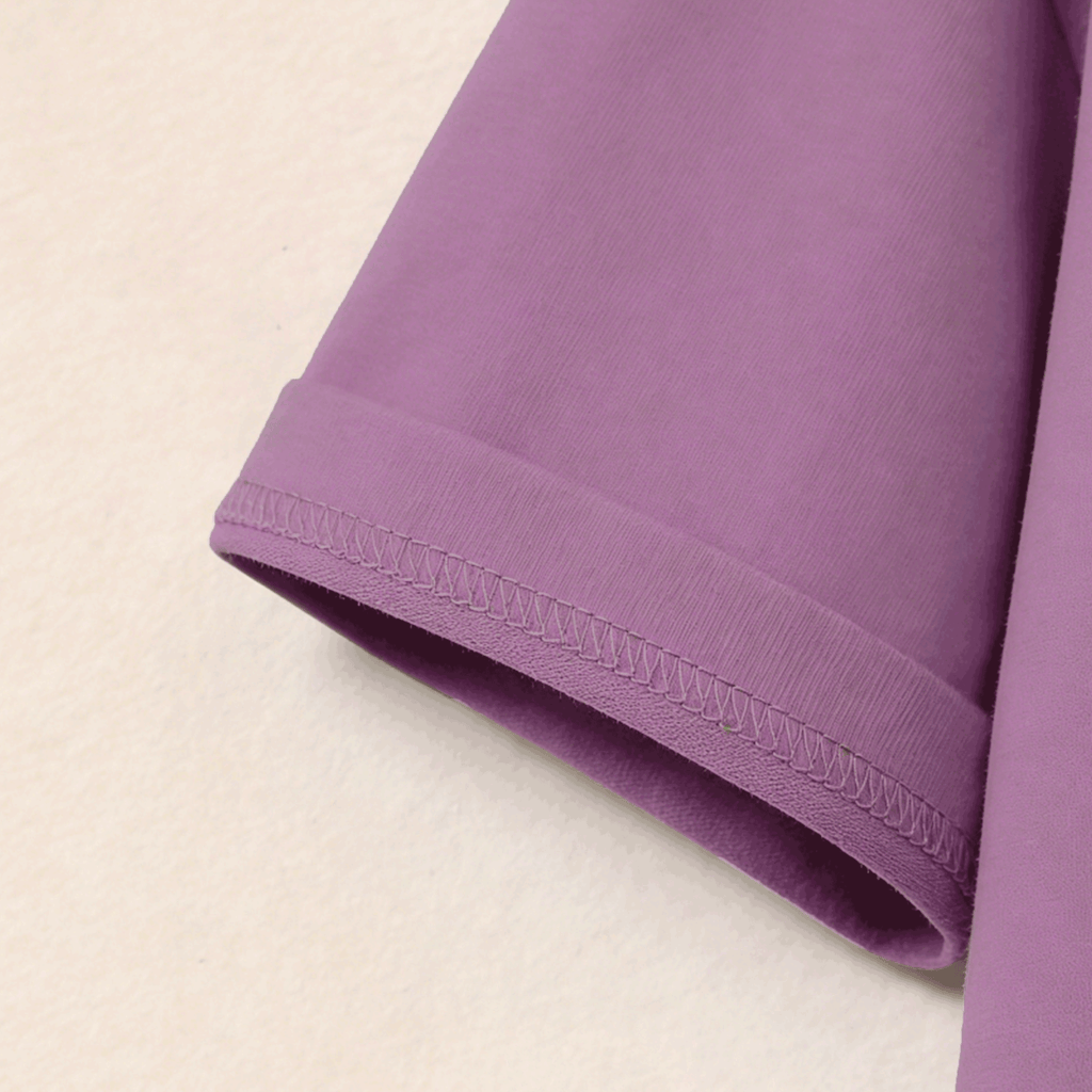 Modern Chic All-Season Minimalist Summer 2-Piece Unisex Kids' Pants Suit, Ages 2-7 | Color: Purple | Image 2
