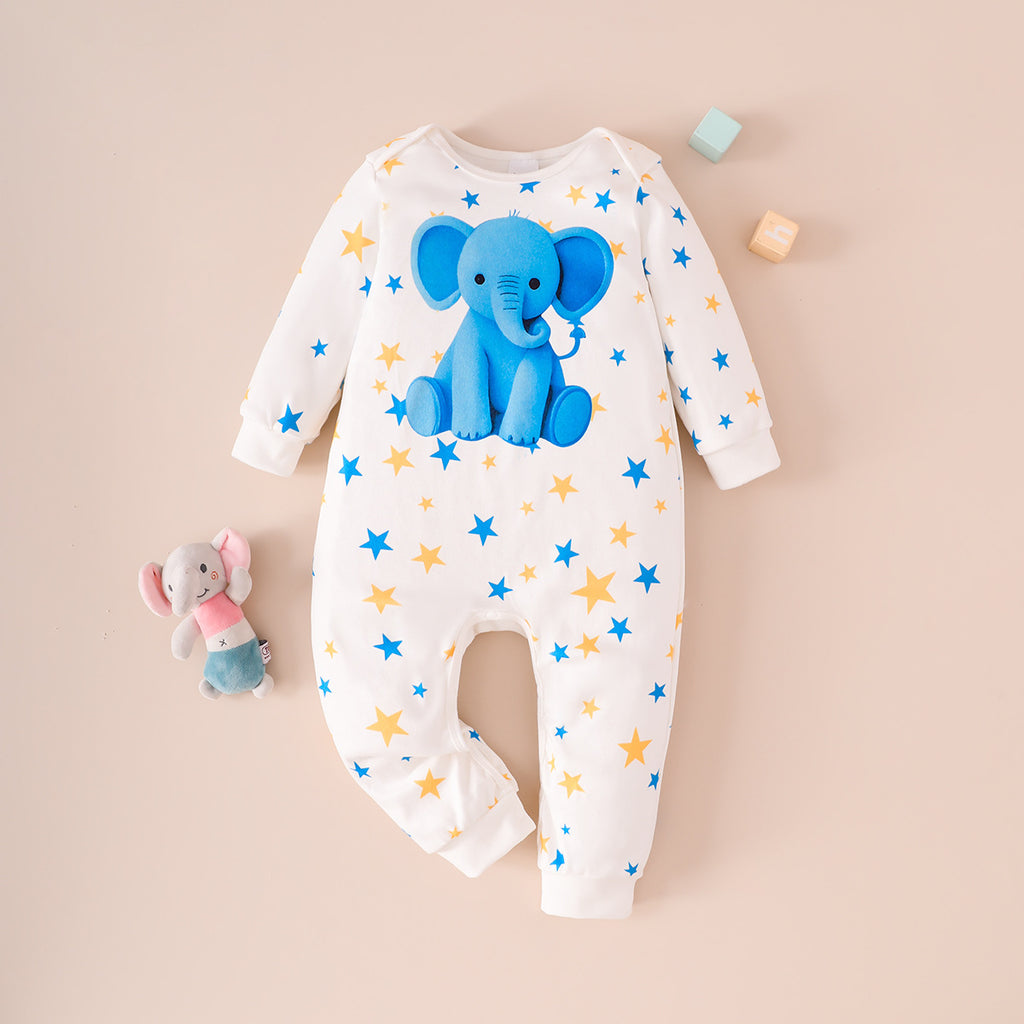 Minimalist Autumn Unisex Baby Jumpsuit, Ages 0-12 Months | Color: White | Image 1