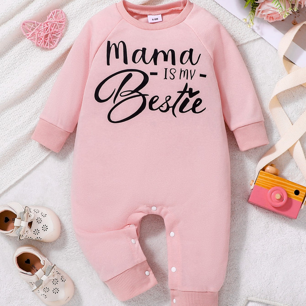 Minimalist Autumn Baby Girls' Jumpsuit, Ages 0-12 Months | Color: Pink | Image 1