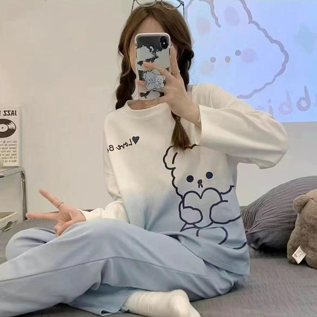 Sweet Feminine All-Season 2 Pcs Women 's Long Sleeve Sleep Set | Color: Style 3 | Image 1