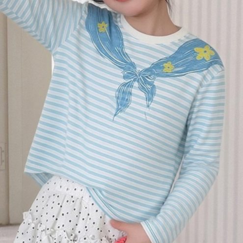 Minimalist Autumn Girls' T-Shirt, Ages 4-14 | Color: Blue | Image 2