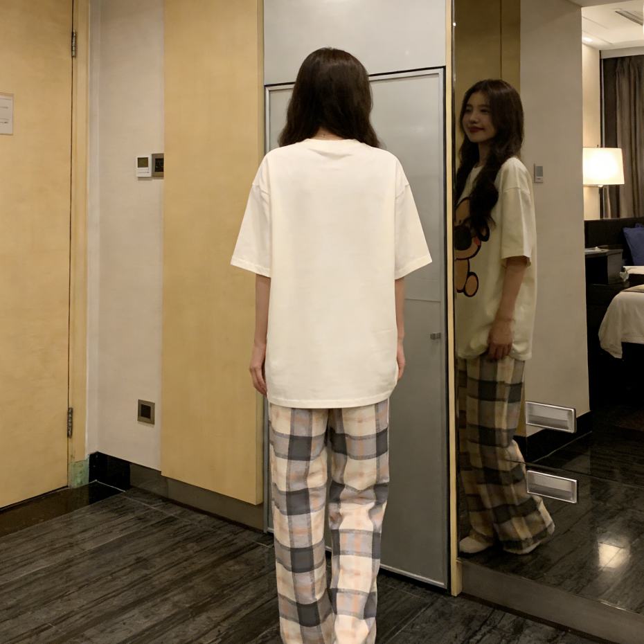 Sweet Feminine Summer 2 Pcs Women 's Short  Sleeve Sleep Set | Color: Style 2 | Image 2