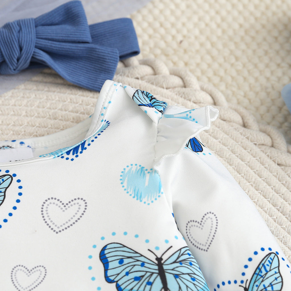 Trendy Autumn 3-Piece Baby Girls' Pants Suit, Ages 0-6 Months | Color: Blue | Image 2