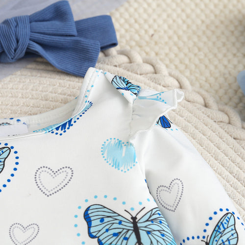 Trendy Autumn 3-Piece Baby Girls' Pants Suit, Ages 0-6 Months | Color: Blue | Image 2