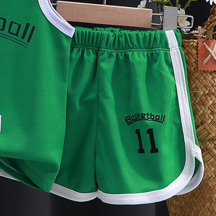 Modern Chic All-Season Minimalist Summer 2-Piece Unisex Kids' Pants Suit, Ages 2-13 | Color: Green | Image 2