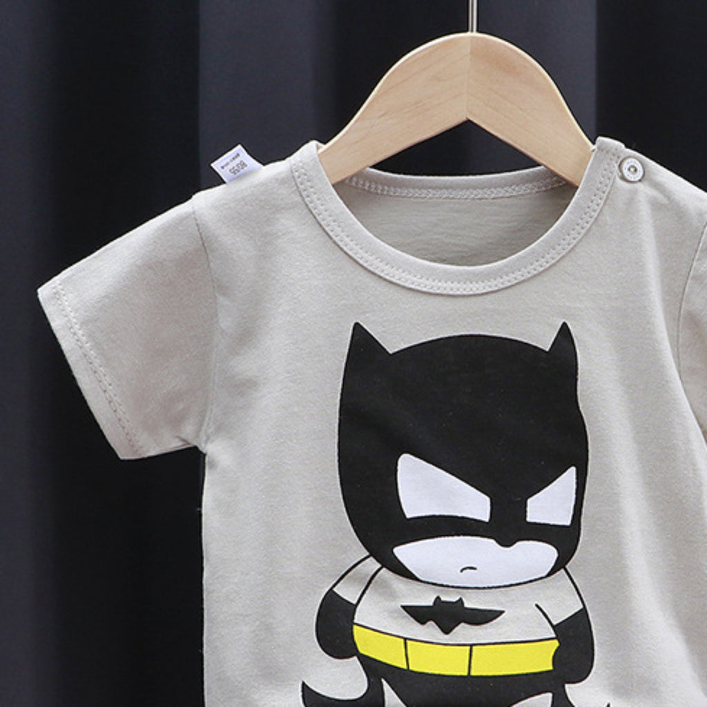 Modern Chic All-Season Minimalist Summer 2-Piece Unisex Baby Pajama Set, Ages 3-24 Months | Color: Grey | Image 3