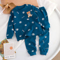 Minimalist Autumn 2-Piece Unisex Kids' Pajama Set, Ages 2-9 | Color: Navy | Image 1