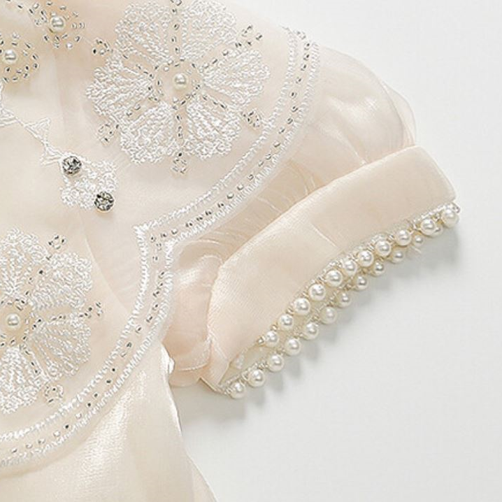 Elegant Summer Girls' A-Line Dress, Ages 2-9 | Color: Apricot | Image 2