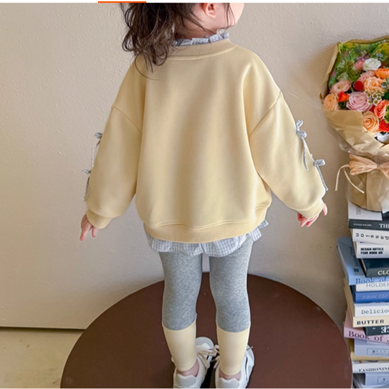 Sweet & Cute Autumn 2-Piece Girls' Pants Suit, Ages 2-9 | Color: Yellow | Image 3