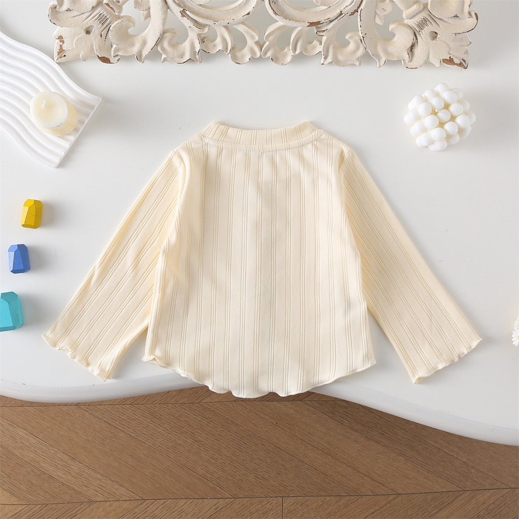 Minimalist Autumn Girls' T-Shirt, Ages 2-9 | Color: Beige | Image 3