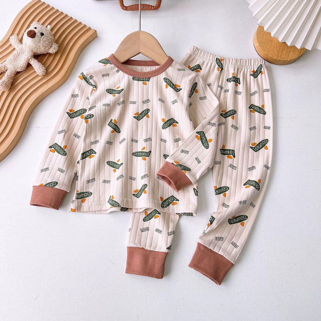 Casual Sporty Spring 2-Piece Unisex Kids' Pajama Set, Ages 2-9 | Color: Style 6 | Image 1