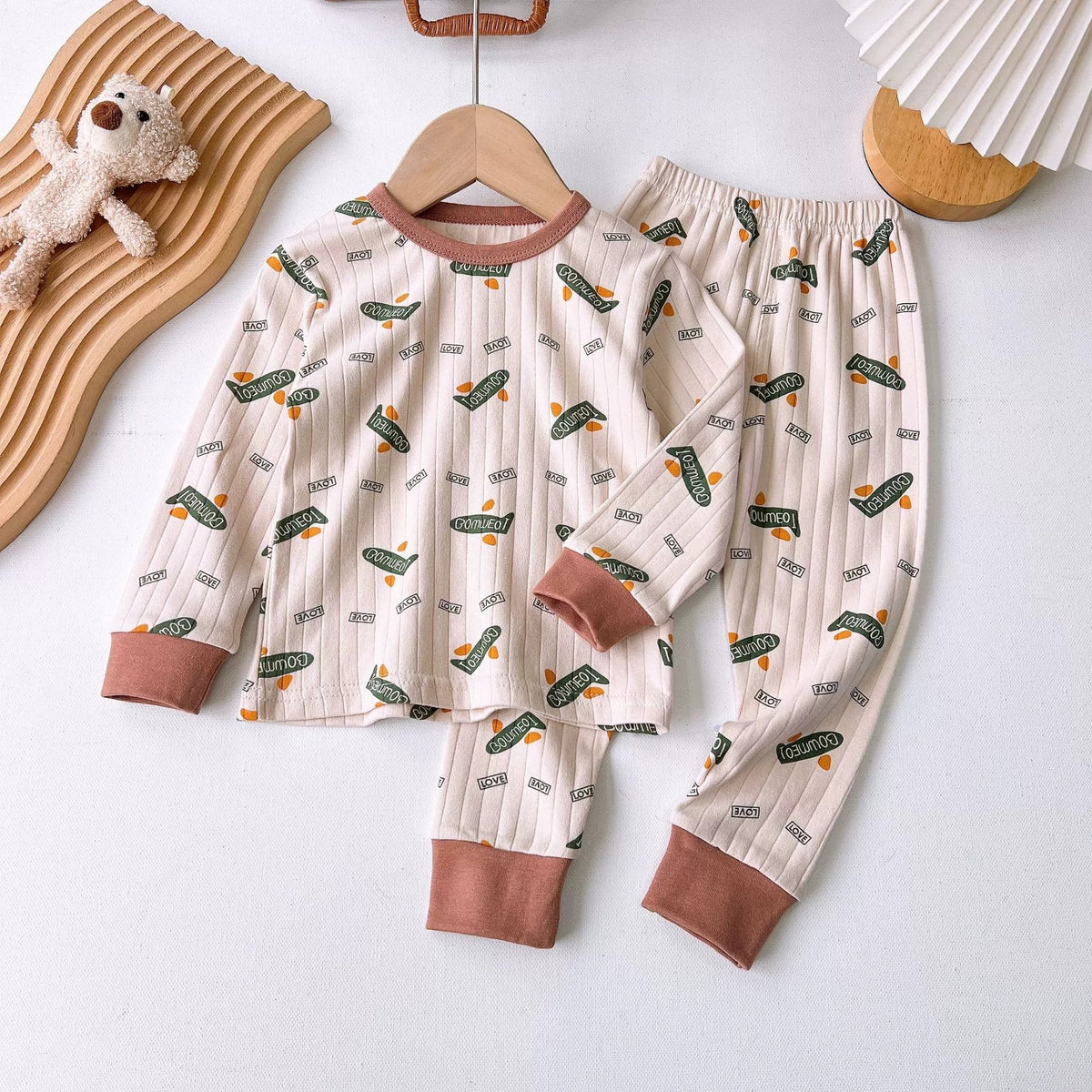 Casual Sporty Spring 2-Piece Unisex Kids' Pajama Set, Ages 2-9 | Color: Style 6 | Image 1