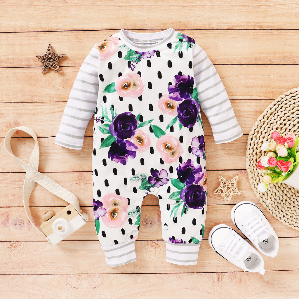 Trendy Autumn Baby Girls' Jumpsuit, Ages 1-12 Months | Color: White | Image 1