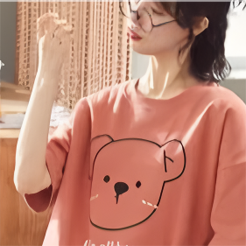 Modern Chic All-Season Sweet Feminine Summer 2 Pcs Women 's Short  Sleeve Sleep Set | Color: Style 4 | Image 3