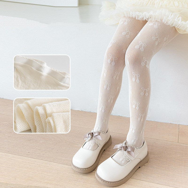 Sweet & Cute Summer Girls' Tights, Ages 5-13 | Color: Beige | Image 3