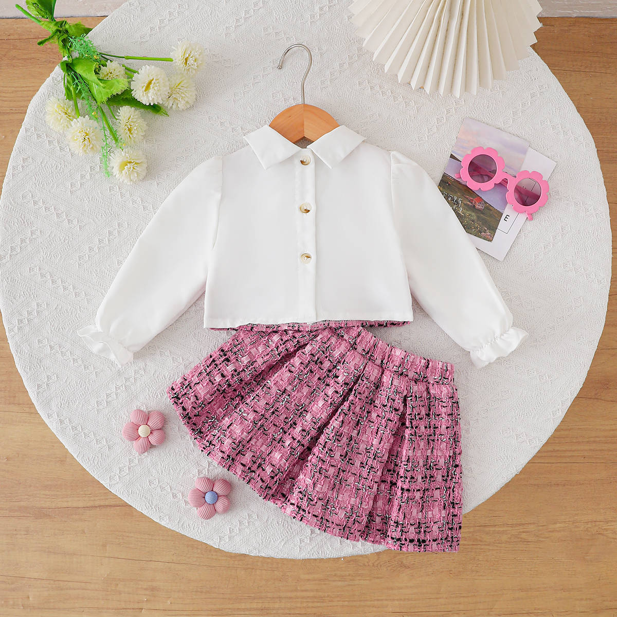 Elegant Autumn 3-Piece Baby Girls' Dress Suit, Ages 3-24 Months | Color: Pink | Image 3