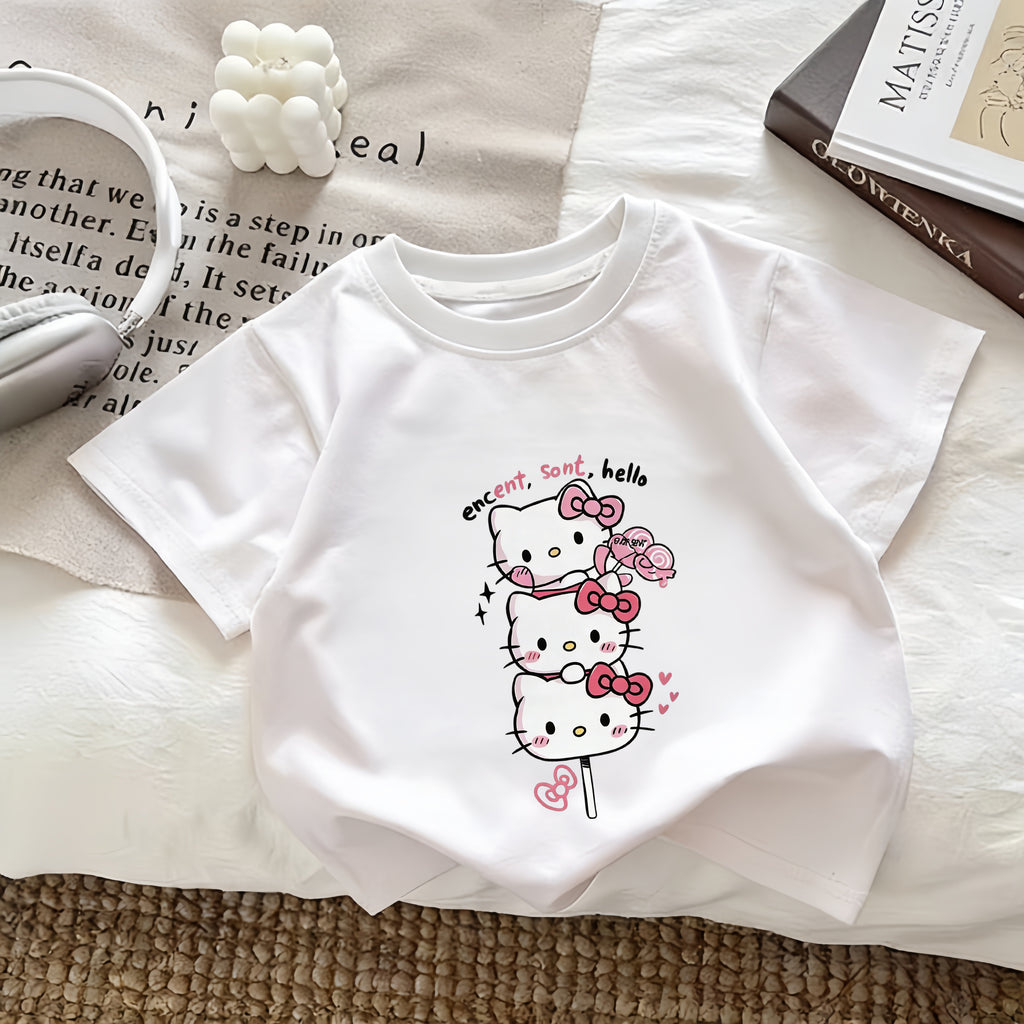 Modern Chic All-Season Casual Sporty Summer Unisex Kids' T-Shirt, Ages 2-9 | Color: White | Image 1
