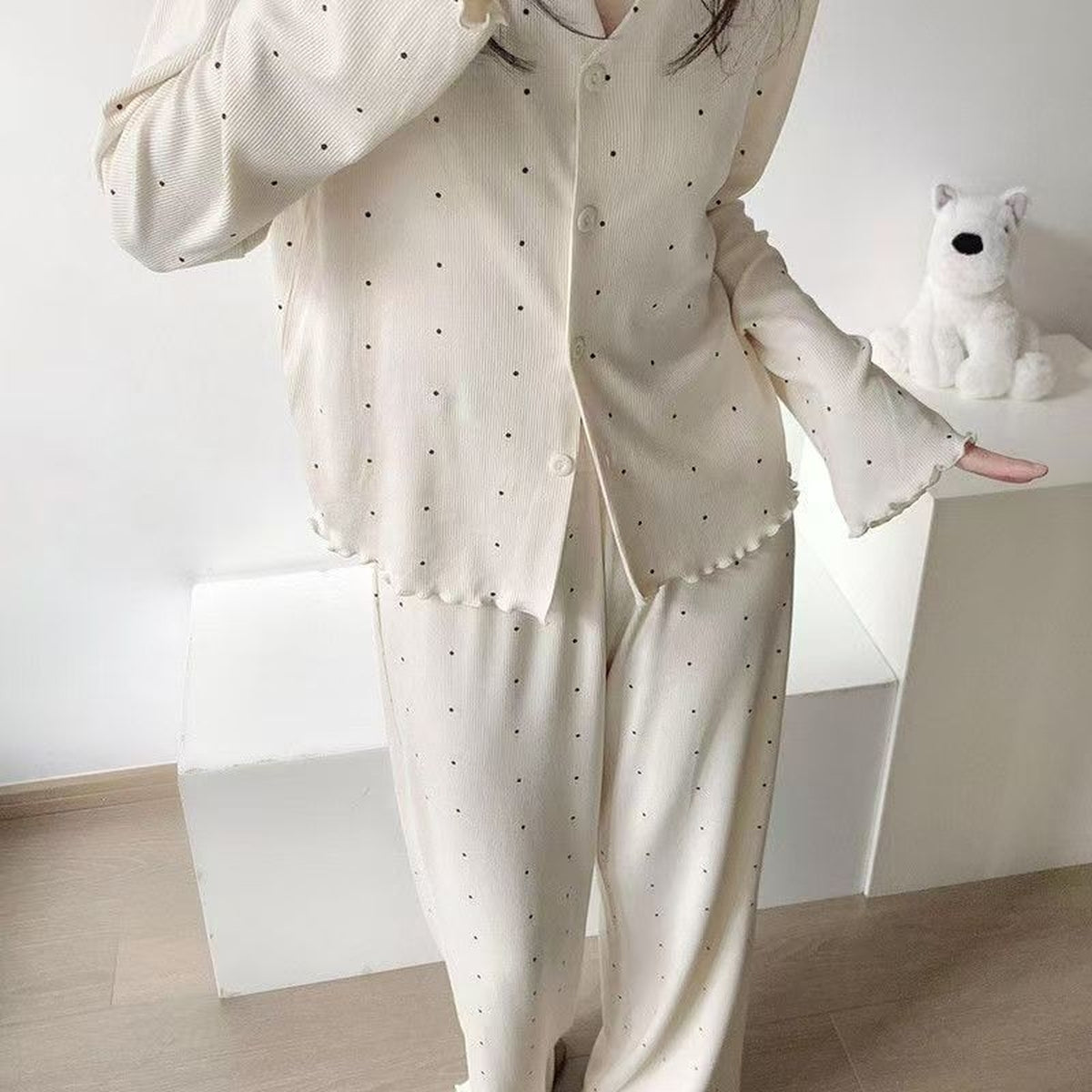 Elegant All-Season 2 Pcs Women 's Long Sleeve Sleep Set | Color: Style 1 | Image 1