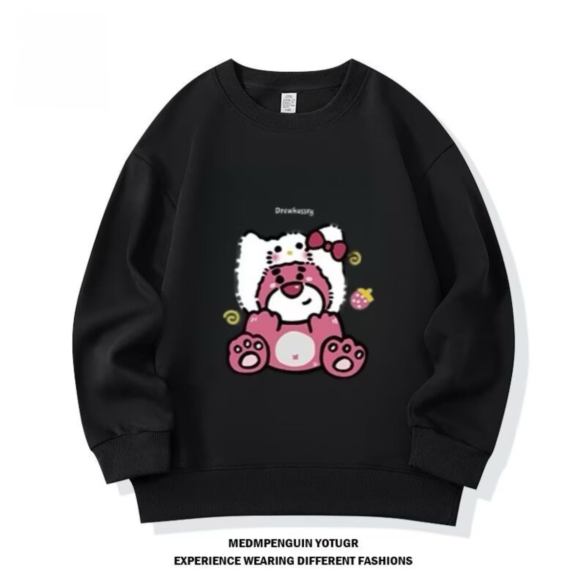 Modern Chic All-Season Minimalist Autumn Unisex Kids' Sweatshirt, Ages 2-14 | Color: Black | Image 1