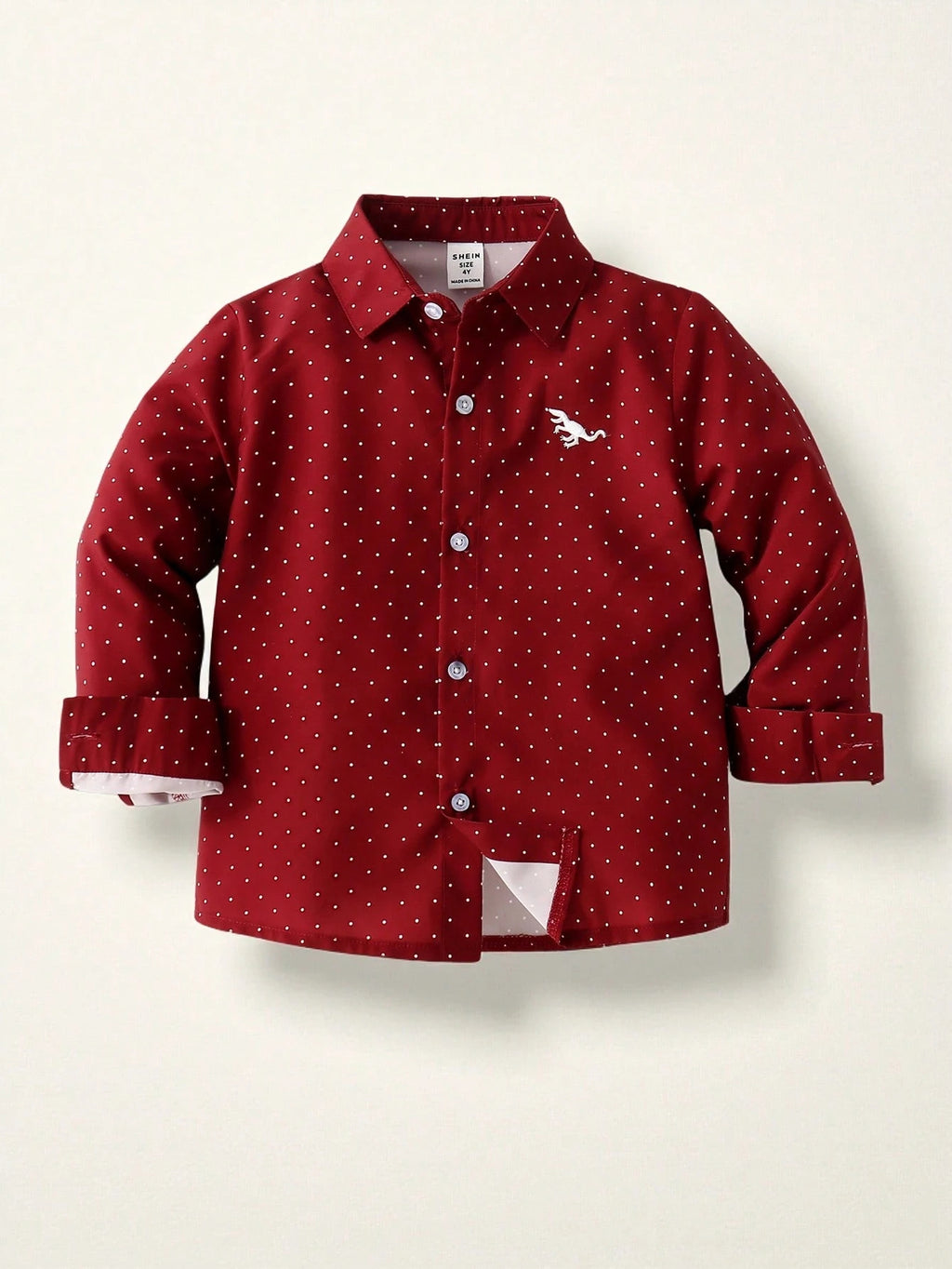 Minimalist Autumn Boys' Shirt, Ages 3-9 | Color: Red | Image 3