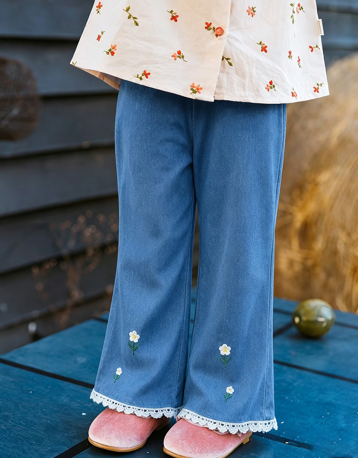 Minimalist Autumn Girls' Jeans, Ages 2-11 | Color: Deep Blue | Image 1