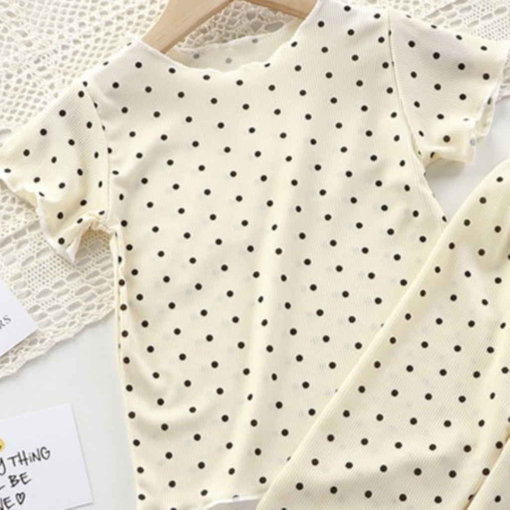 Modern Chic All-Season Minimalist Summer 2-Piece Girls' Pajama Set, Ages 2-9 | Color: Style 1 | Image 3
