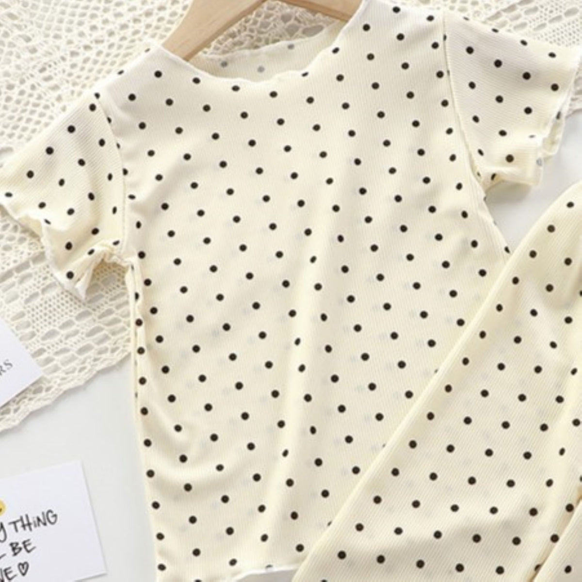 Modern Chic All-Season Minimalist Summer 2-Piece Girls' Pajama Set, Ages 2-9 | Color: Style 1 | Image 3