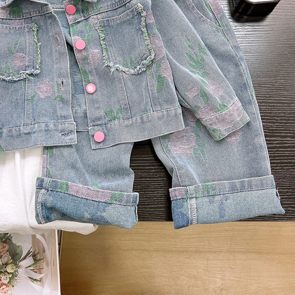 Trendy Autumn 2-Piece Girls' Pants Suit, Ages 2-9 | Color: Blue | Image 2