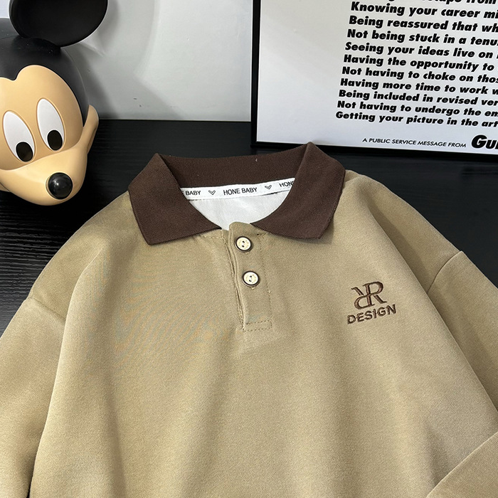 Modern Chic All-Season Casual Sporty Autumn Boys' Sweatshirt, Ages 2-9 | Color: Coffee | Image 2