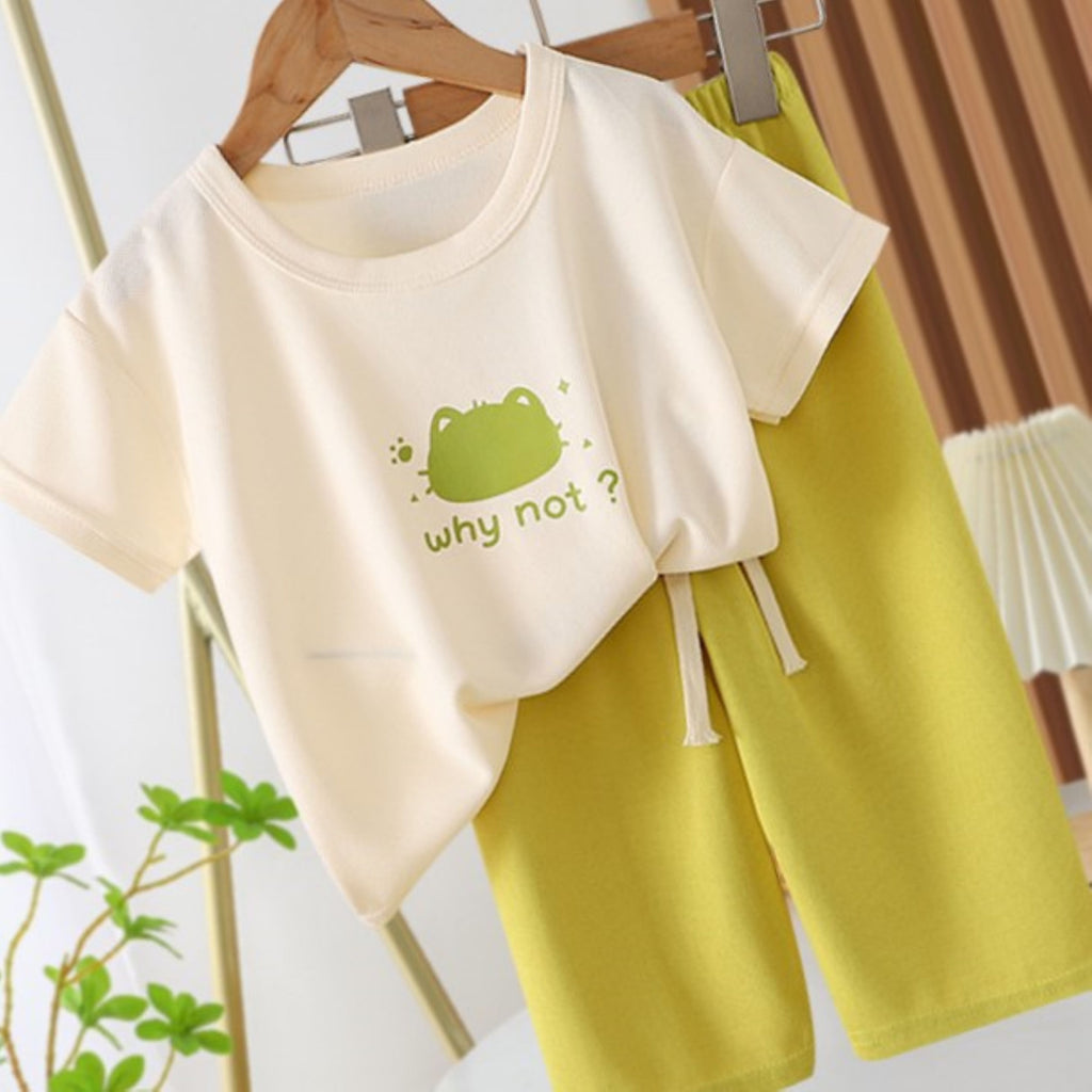 Modern Chic All-Season Minimalist Summer 2-Piece Girls' Pants Suit, Ages 2-9 | Color: Orange | Image 2