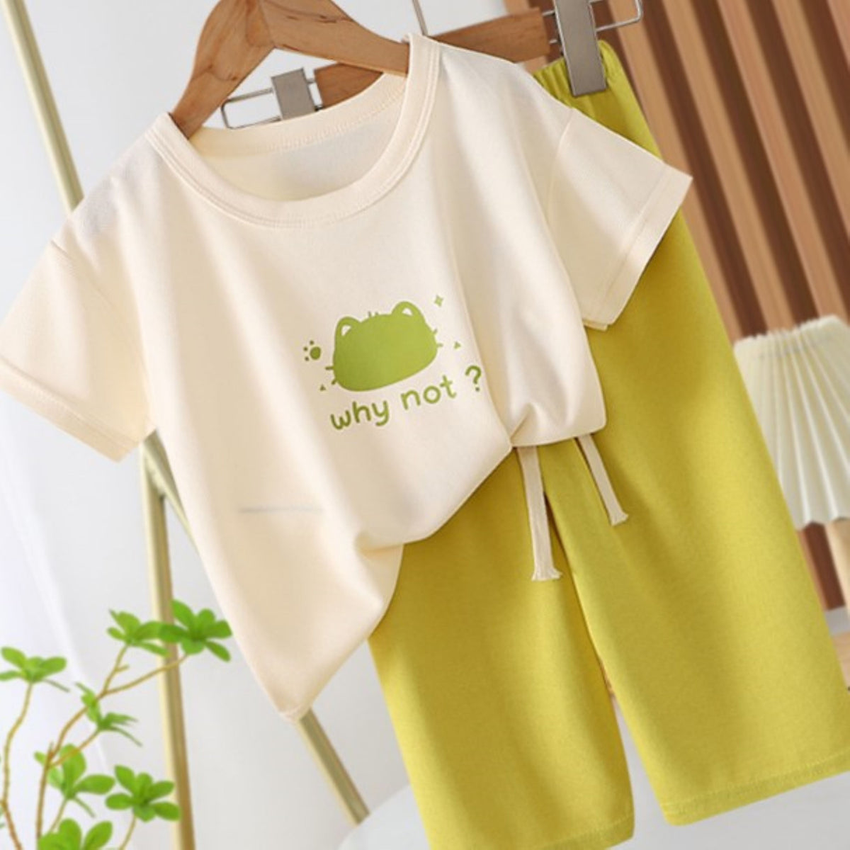 Modern Chic All-Season Minimalist Summer 2-Piece Girls' Pants Suit, Ages 2-9 | Color: Orange | Image 2