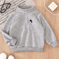 Modern Chic All-Season Minimalist Autumn Boys' Sweatshirt, Ages 2-7 | Color: Grey | Image 1