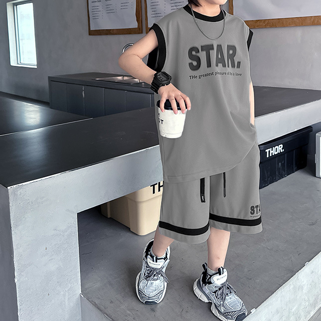 Minimalist Summer 2-Piece Boys' Pants Suit, Ages 4-14 | Color: Coffee | Image 2