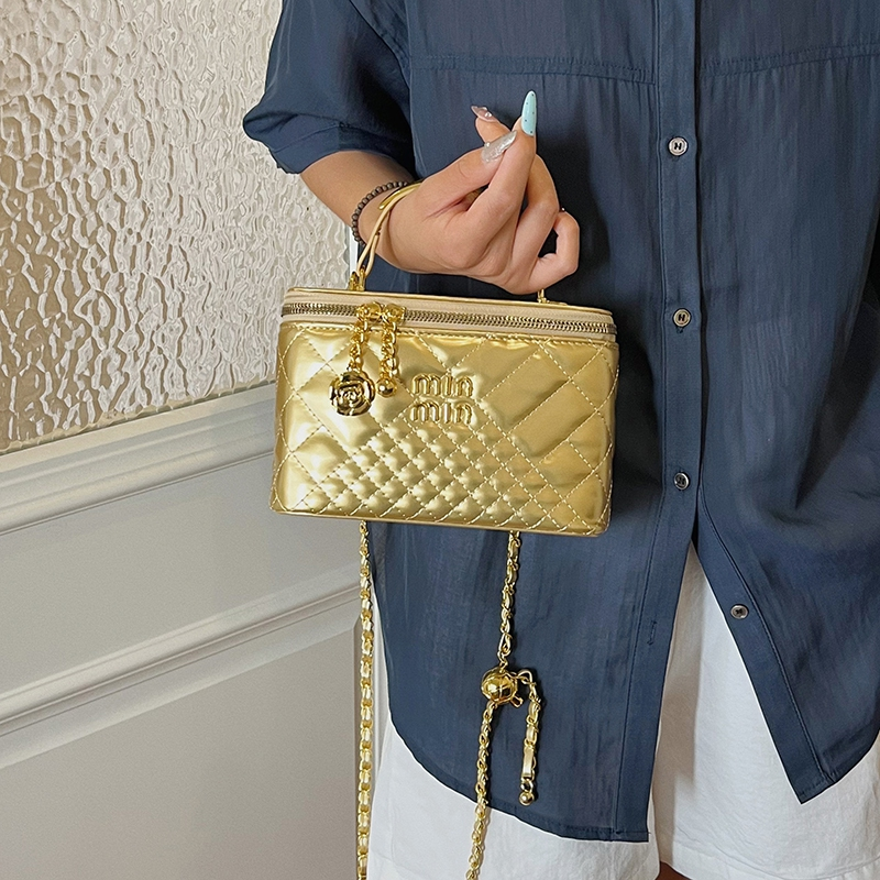 Modern Chic All-Season PU/Artificial Leather/Microfiber Leather Women's Crossbody Bags Box Bags | Color: Gold | Image 1