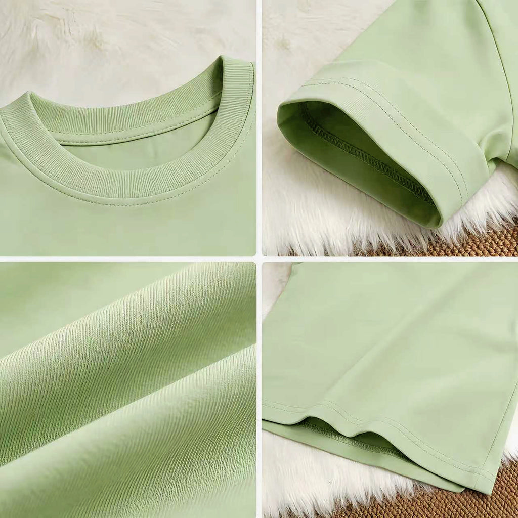 Modern Chic All-Season Casual Sporty Summer 2-Piece Unisex Kids' Pants Suit | Color: Green | Image 2