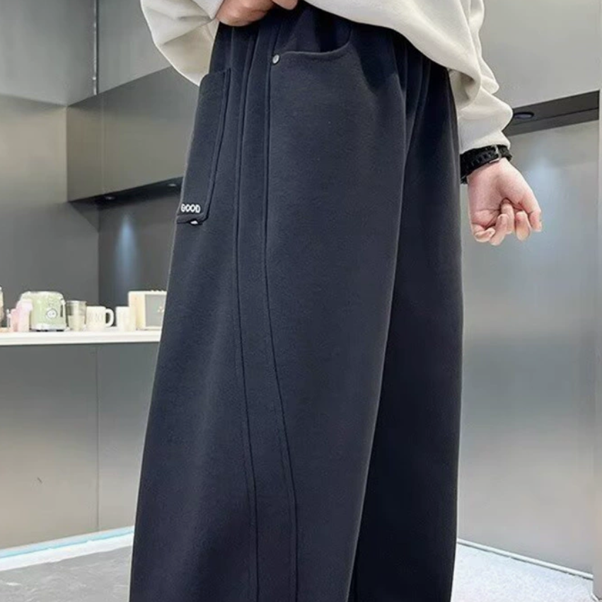 Minimalist Autumn Boys' Casual Pants, Ages 4-14 | Color: Dark Grey | Image 2