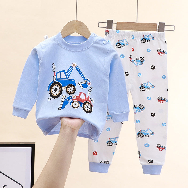 Minimalist Autumn 2 Pcs 2-9years Boys Pajama Sets | Color: Light Blue | Image 1