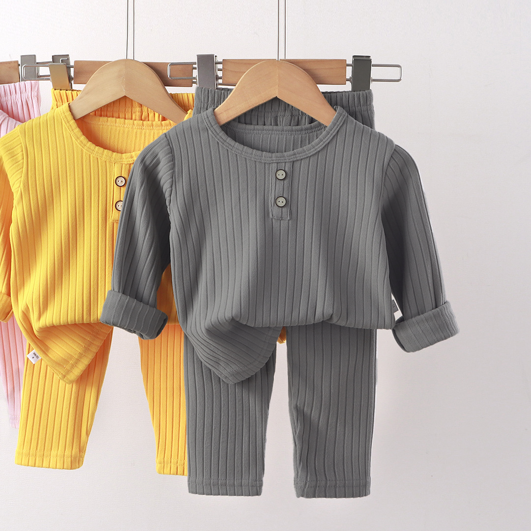 Minimalist Winter 2-Piece Unisex Kids' Pajama Set, Ages 2-9 | Color: Grey | Image 1