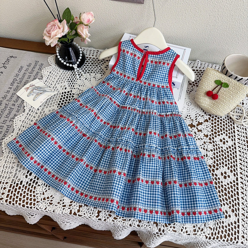 Sweet & Cute Summer 2-Piece Girls' A-Line Dress, Ages 2-9 | Color: Blue | Image 3