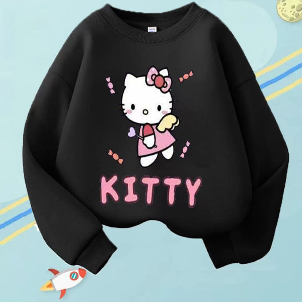 Modern Chic All-Season Minimalist Autumn Girls' Sweatshirt, Ages 2-11 | Color: Black | Image 1