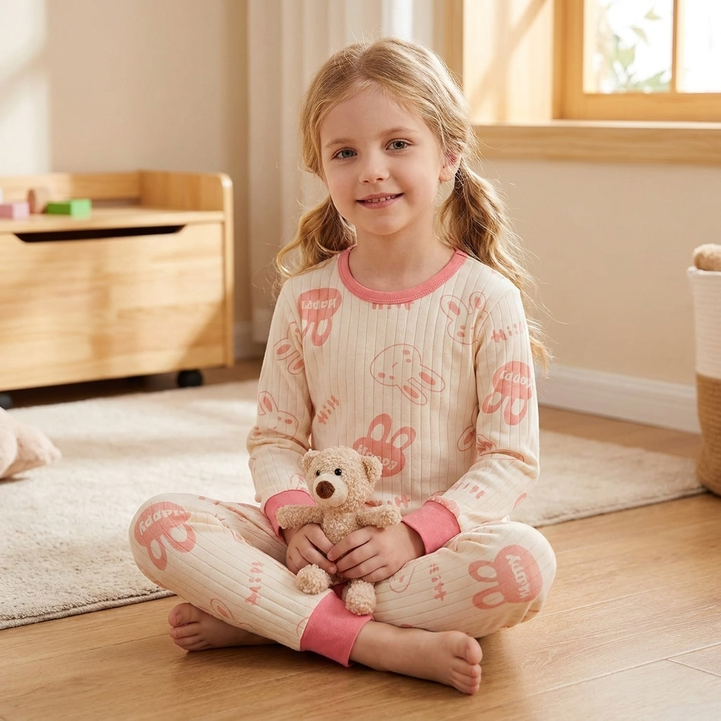 Casual Sporty Spring 2-Piece Unisex Kids' Pajama Set, Ages 2-9 | Color: Style 2 | Image 2