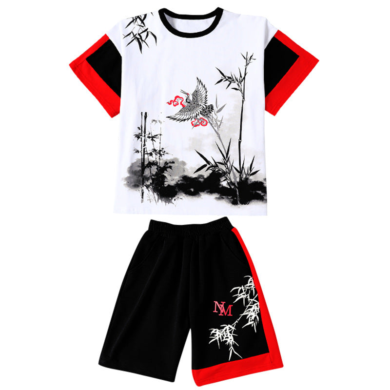 Minimalist Summer 2-Piece Boys' Pants Suit, Ages 4-13 | Color: White | Image 2