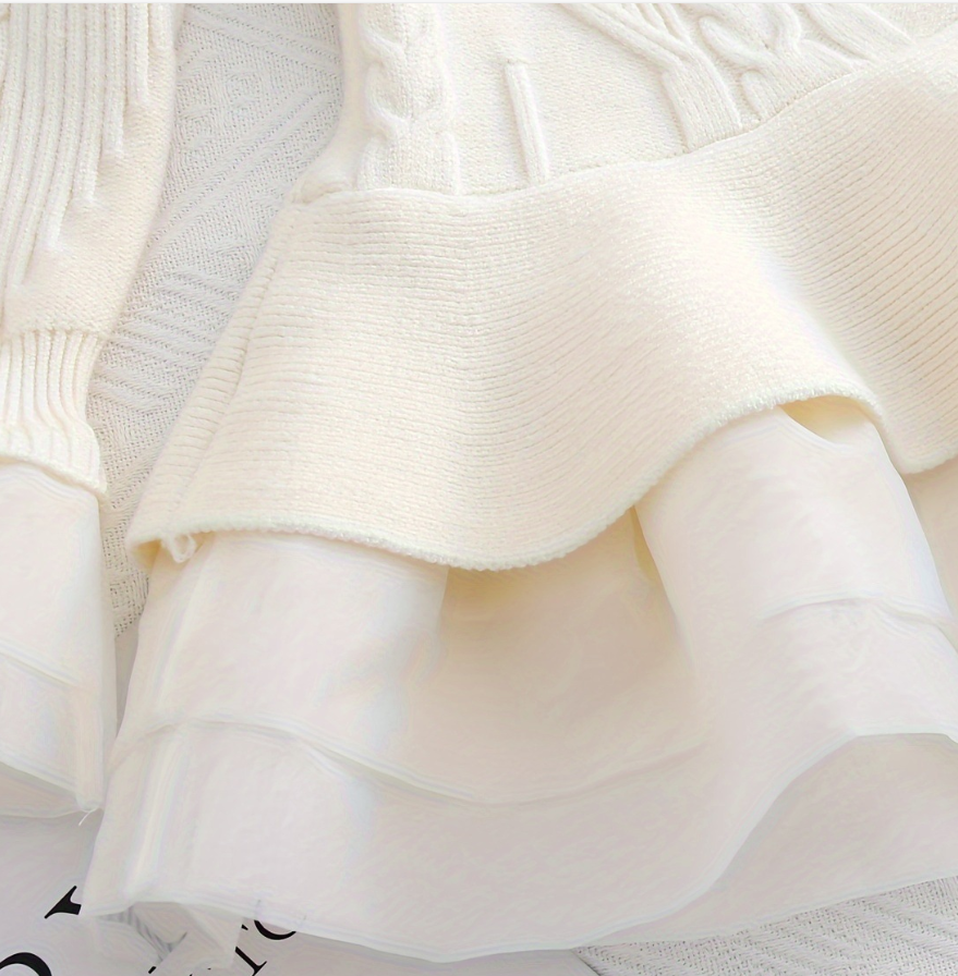 Elegant Winter Girls' Sweater, Ages 2-9 | Color: Beige | Image 2